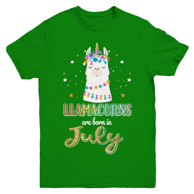 Llama Unicorn Llamacorns Born In July Birthday Gift Youth Youth Shirt | Teecentury.com