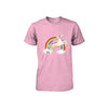 Flamingo Pink Bird Riding Unicorn Youth Youth Shirt | Teecentury.com