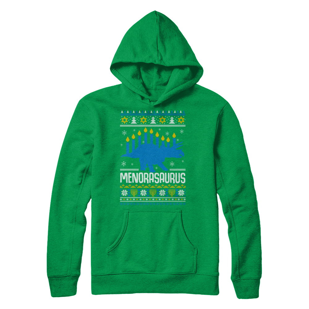 Funny Ugly Hanukkah Dinosaur Menorasaurus Sweater T-Shirt & Sweatshirt | Teecentury.com