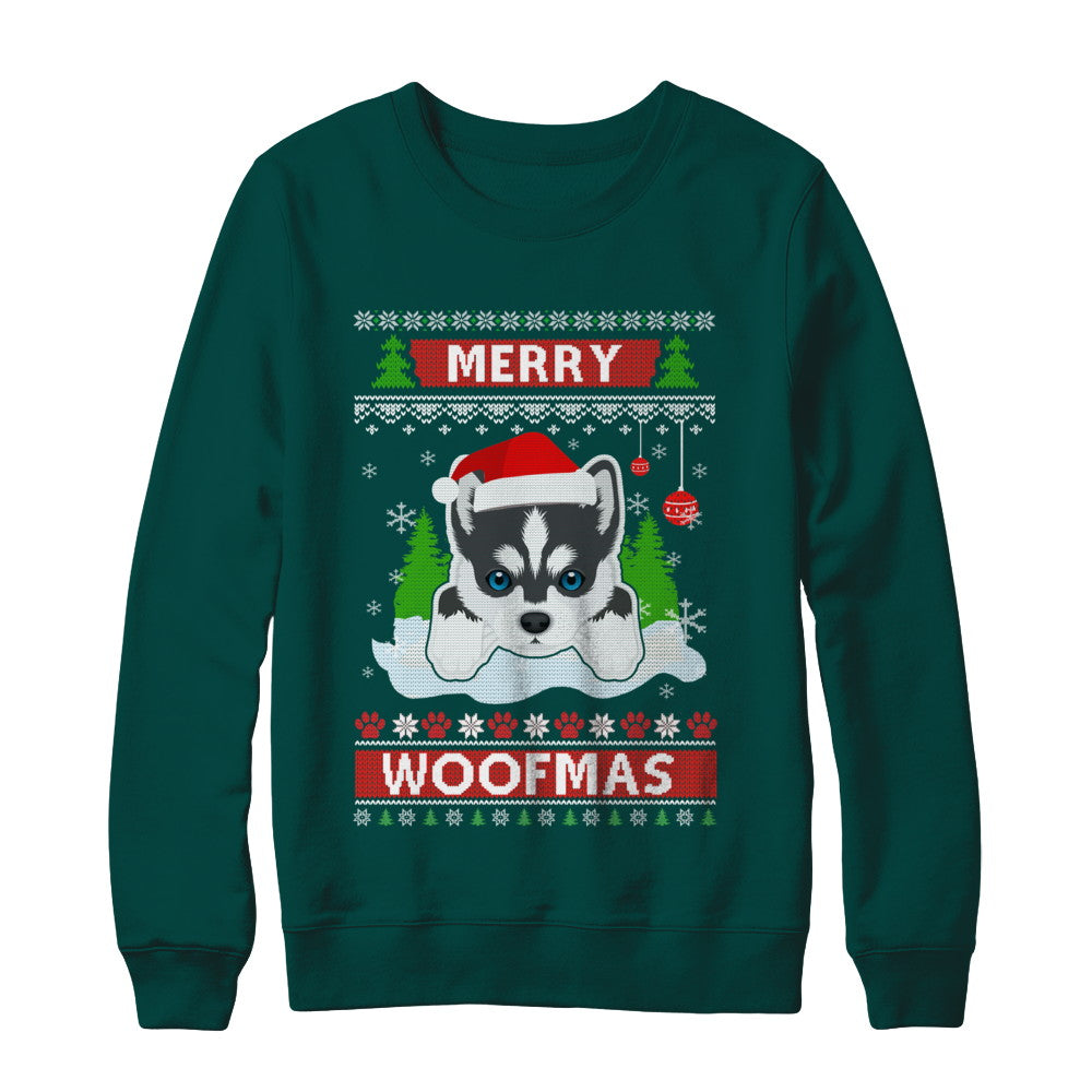 Siberian Husky Merry Woofmas Ugly Christmas Sweater T-Shirt & Sweatshirt | Teecentury.com