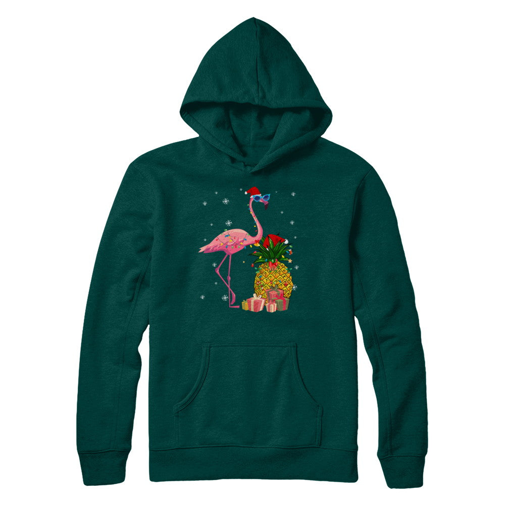 Santa Flamingo Hawaiian Pineapple Christmas Gifts T-Shirt & Sweatshirt | Teecentury.com