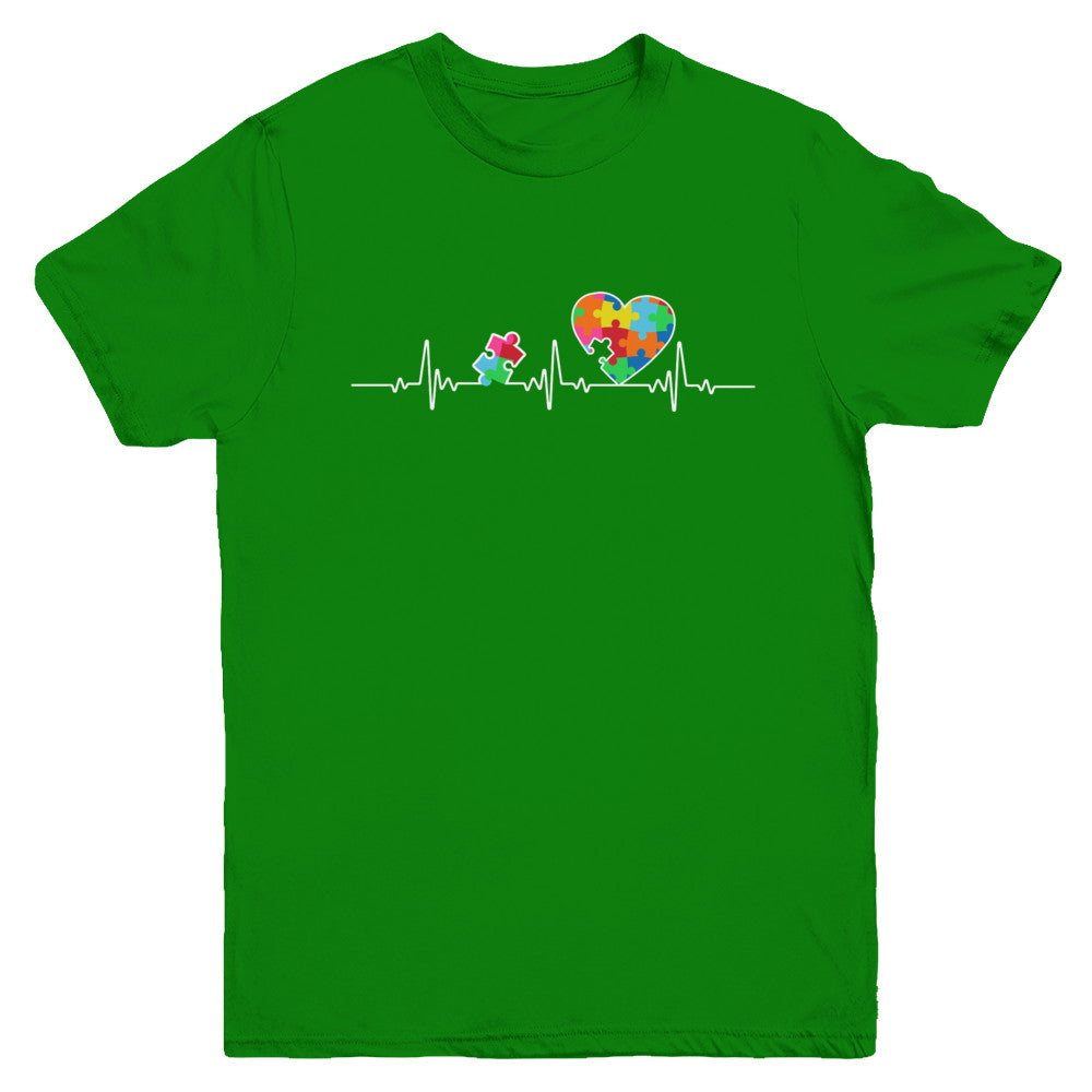 Autism Puzzle Heartbeat Autism Awareness Youth Youth Shirt | Teecentury.com