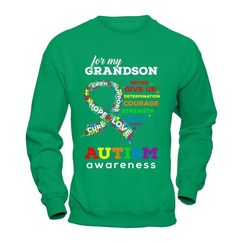 Autism Awareness For My Grandson Love Hope Faith Cure Support T-Shirt & Hoodie | Teecentury.com