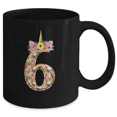 6th Birthday Girl 6 Years Old Awesome Unicorn Flower Mug Coffee Mug | Teecentury.com