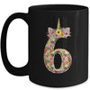 6th Birthday Girl 6 Years Old Awesome Unicorn Flower Mug Coffee Mug | Teecentury.com