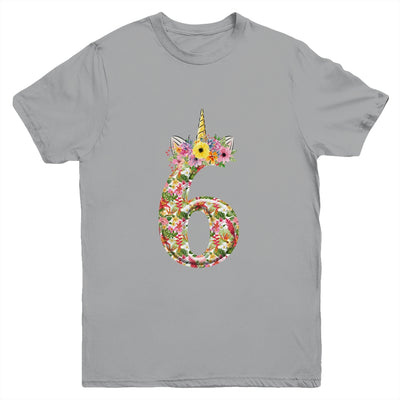 6th Birthday Girl 6 Years Old Awesome Unicorn Flower Youth Youth Shirt | Teecentury.com