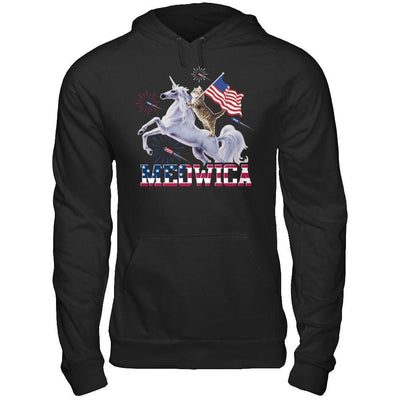 Meowica 4Th Of July Funny Cat On Unicorn Independence T-Shirt & Hoodie | Teecentury.com