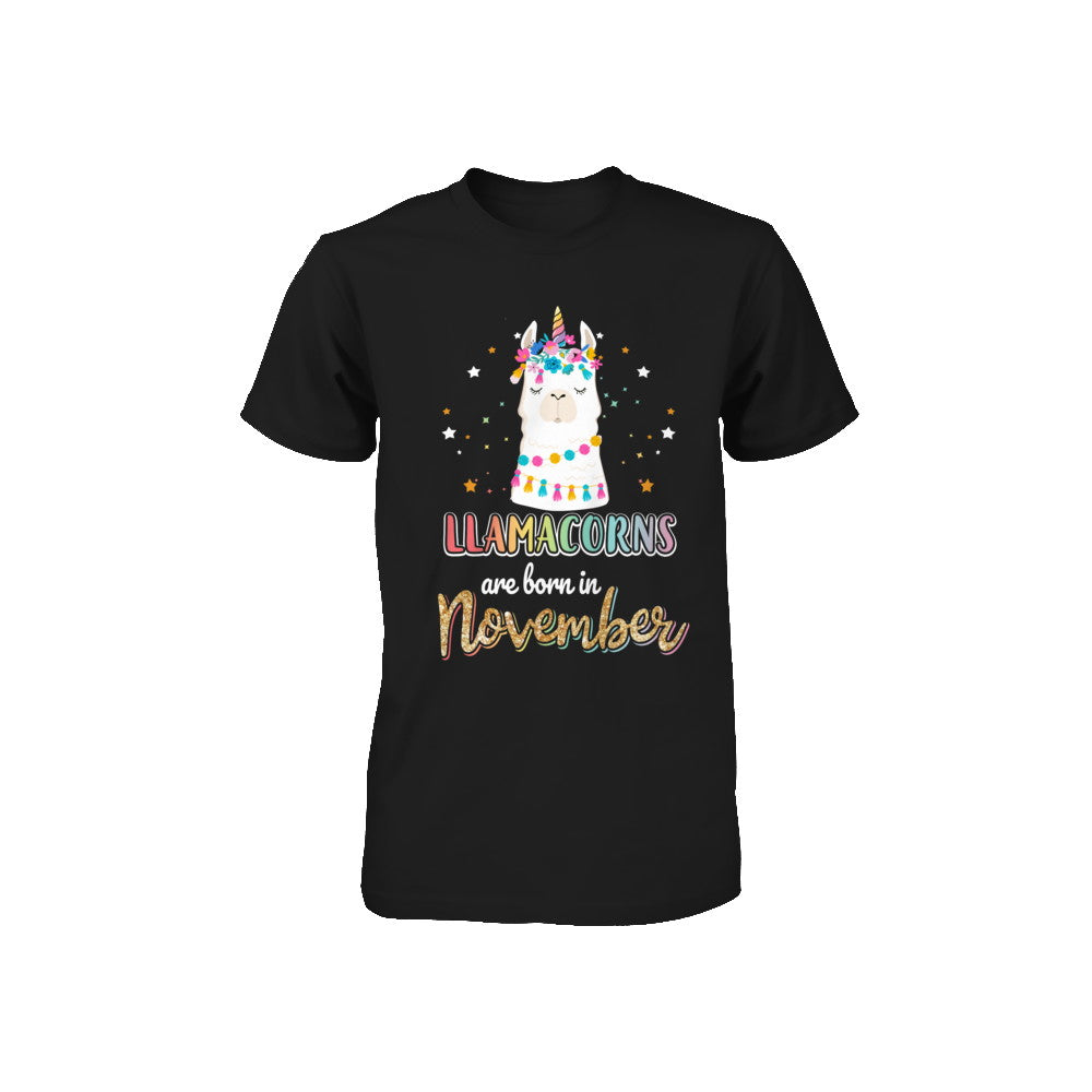 Llama Unicorn Llamacorns Born In November Birthday Gift Youth Youth Shirt | Teecentury.com