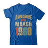 Vintage Retro Awesome Since March 1968 54th Birthday T-Shirt & Hoodie | Teecentury.com