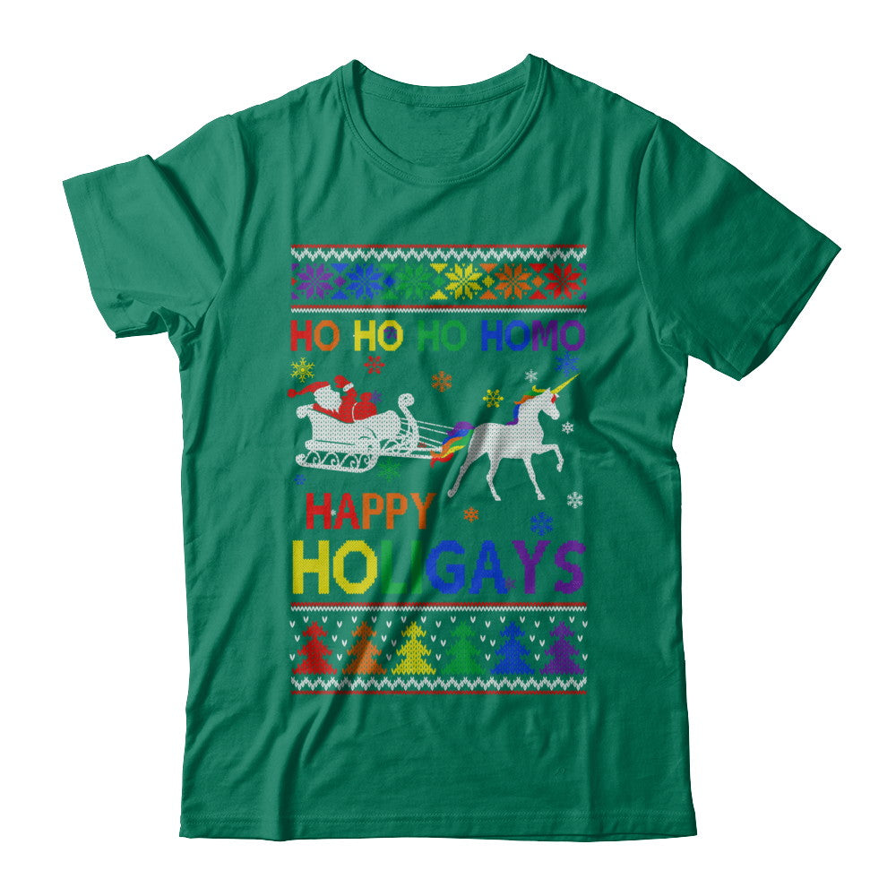 Ho Ho Ho Santa Riding Unicorrn Happy Holigays LGBT T-Shirt & Sweatshirt | Teecentury.com
