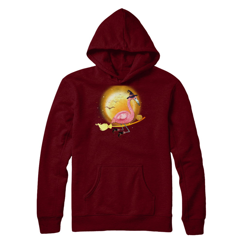 Funny Halloween Flamingo Witch Broom Scary T-Shirt & Hoodie | Teecentury.com