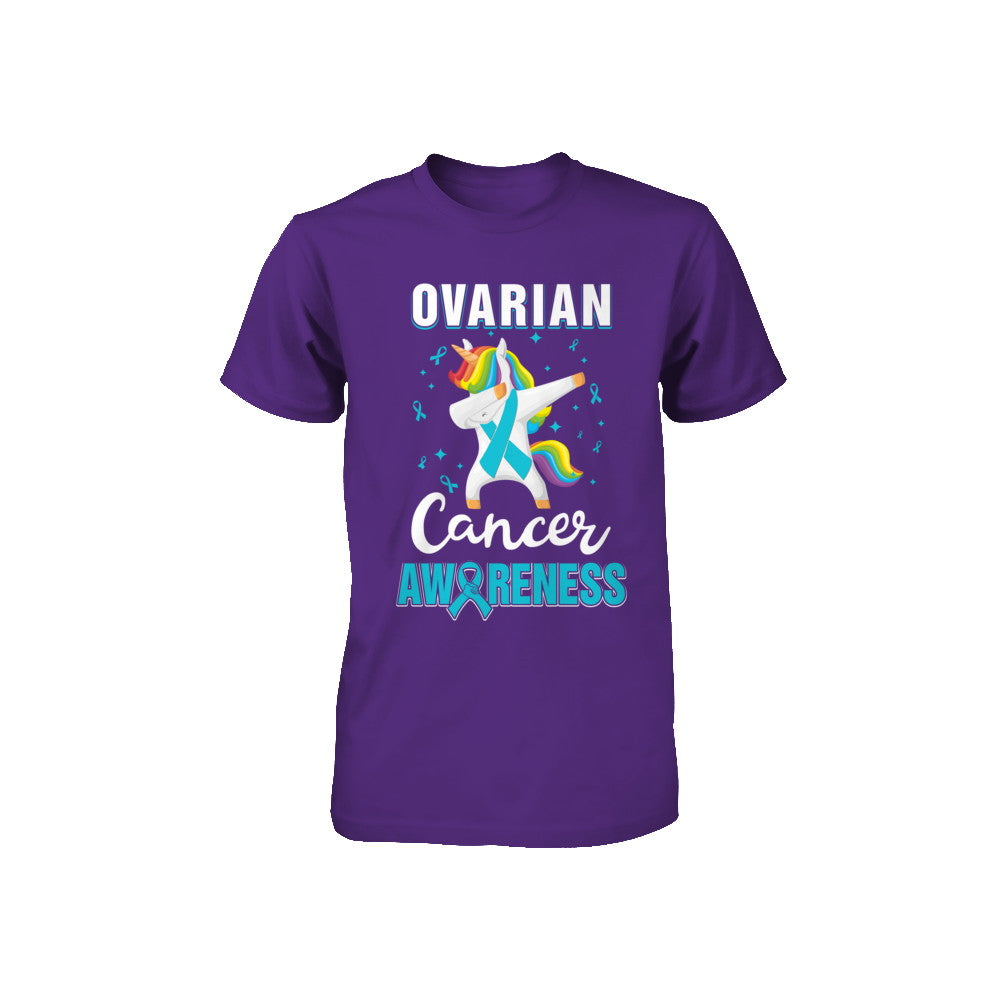 Inspirational Ovarian Cancer Awareness Unicorn Support Youth Youth Shirt | Teecentury.com