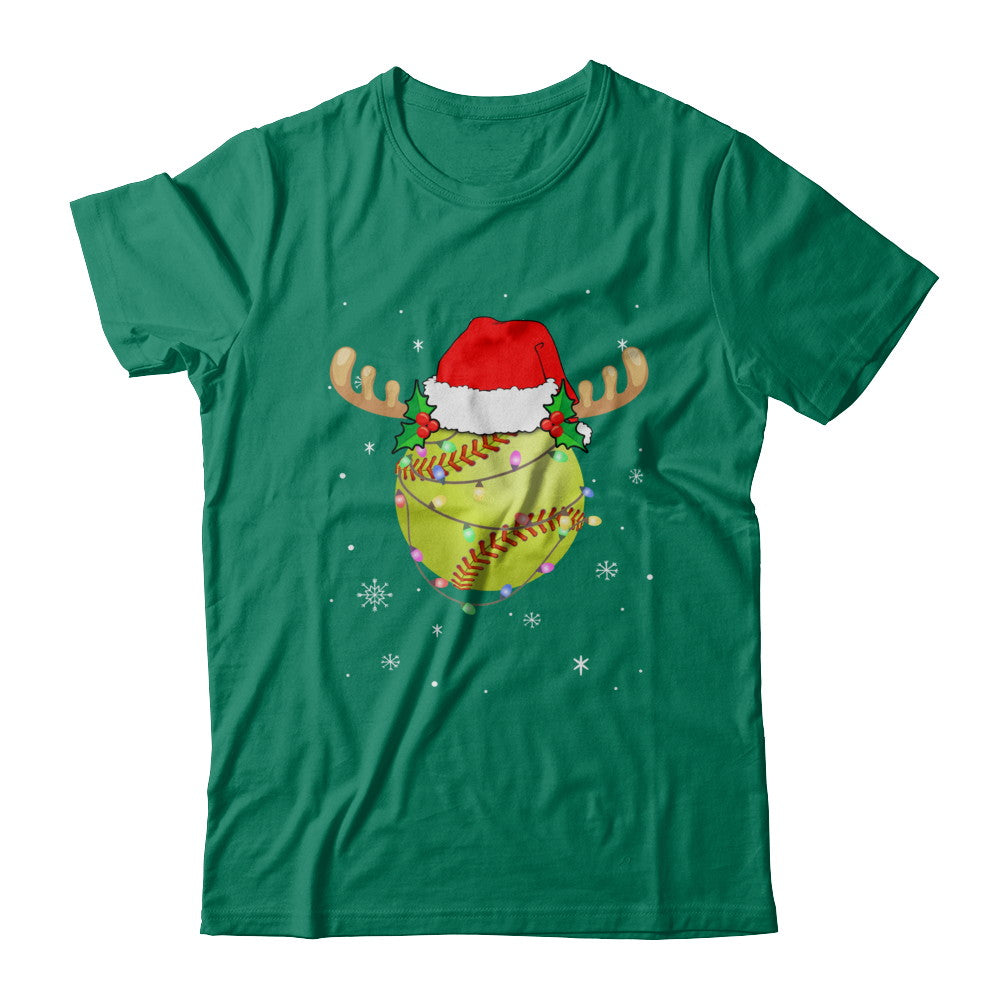 Santa Hat Softball Reindeer Christmas Gifts T-Shirt & Sweatshirt | Teecentury.com