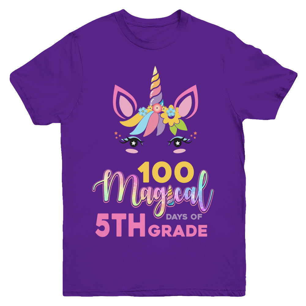 100 Magical Days Of 5Th Grade School Unicorn Girl Gift Youth Youth Shirt | Teecentury.com