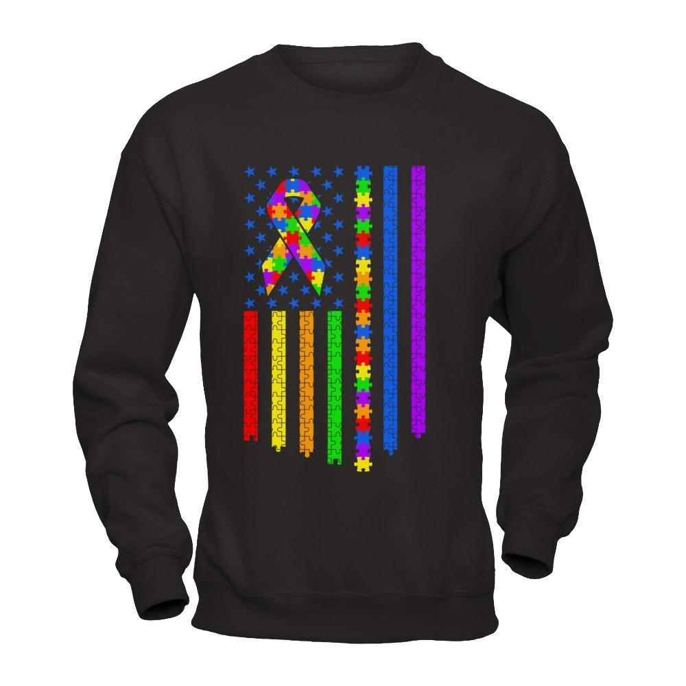 Autism Awarenes American Flag T-Shirt & Hoodie | Teecentury.com