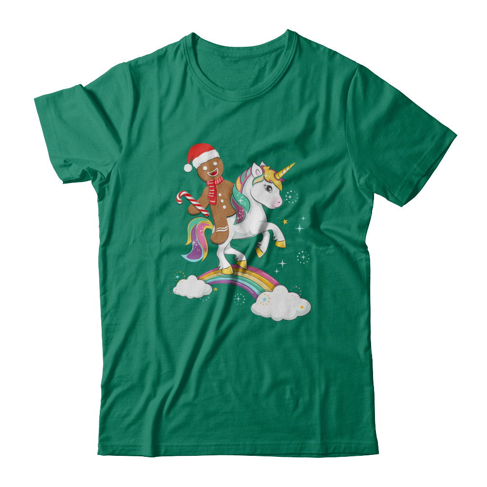 Gingerbread Man Riding A Unicorn Christmas Xmas Gift T-Shirt & Sweatshirt | Teecentury.com