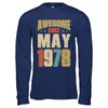 Vintage Retro Awesome Since May 1978 44th Birthday T-Shirt & Hoodie | Teecentury.com