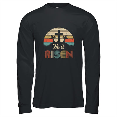 70s Retro He Is Risen Jesus Christian Cross Religious Easter T-Shirt & Hoodie | Teecentury.com