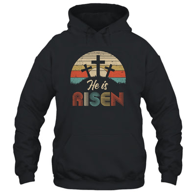 70s Retro He Is Risen Jesus Christian Cross Religious Easter T-Shirt & Hoodie | Teecentury.com