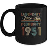 71th Birthday Gift 71 Years Old Legendary Since February 1951 Mug Coffee Mug | Teecentury.com