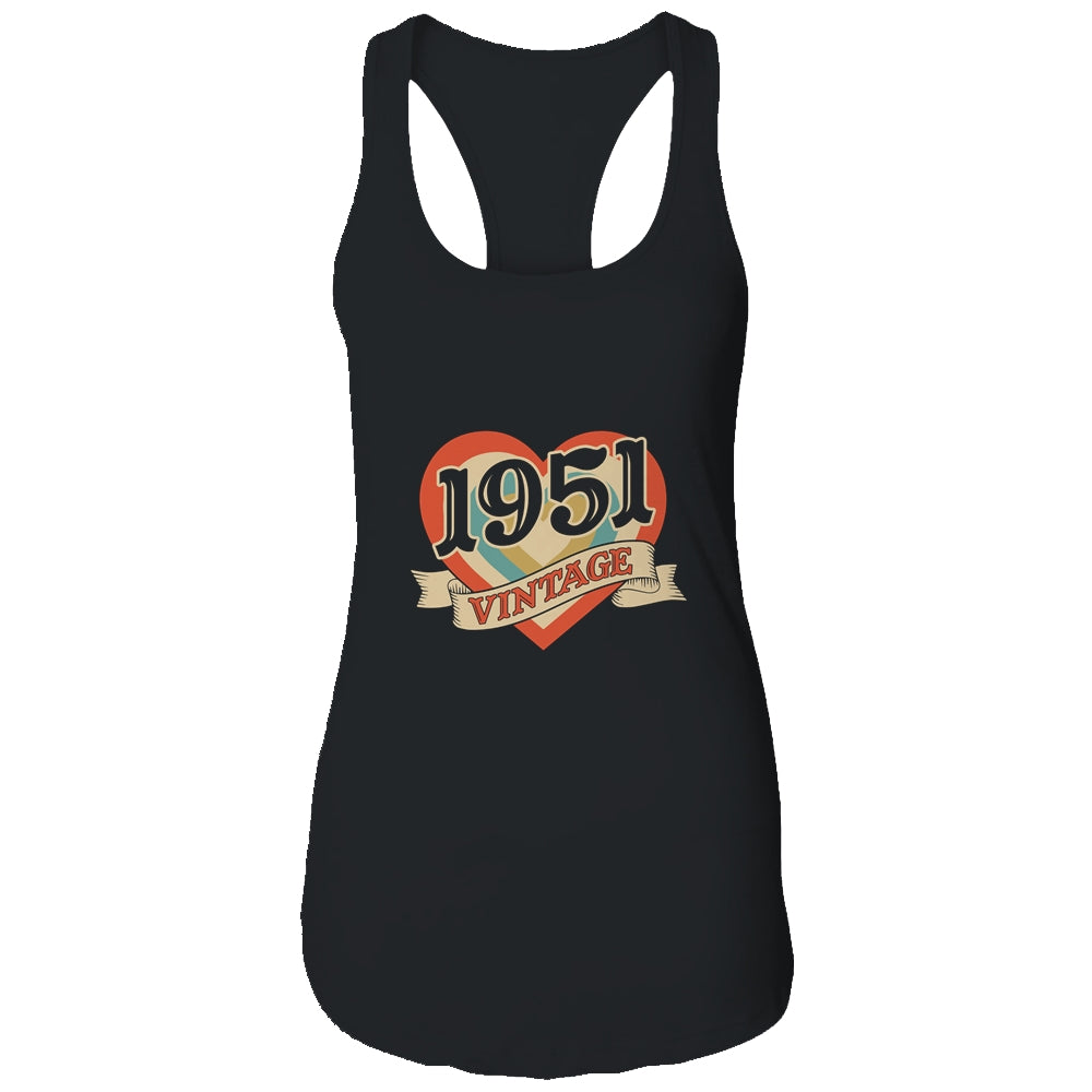 71th Birthday Gifts Classic Retro Heart Vintage 1951 T-Shirt & Tank Top | Teecentury.com