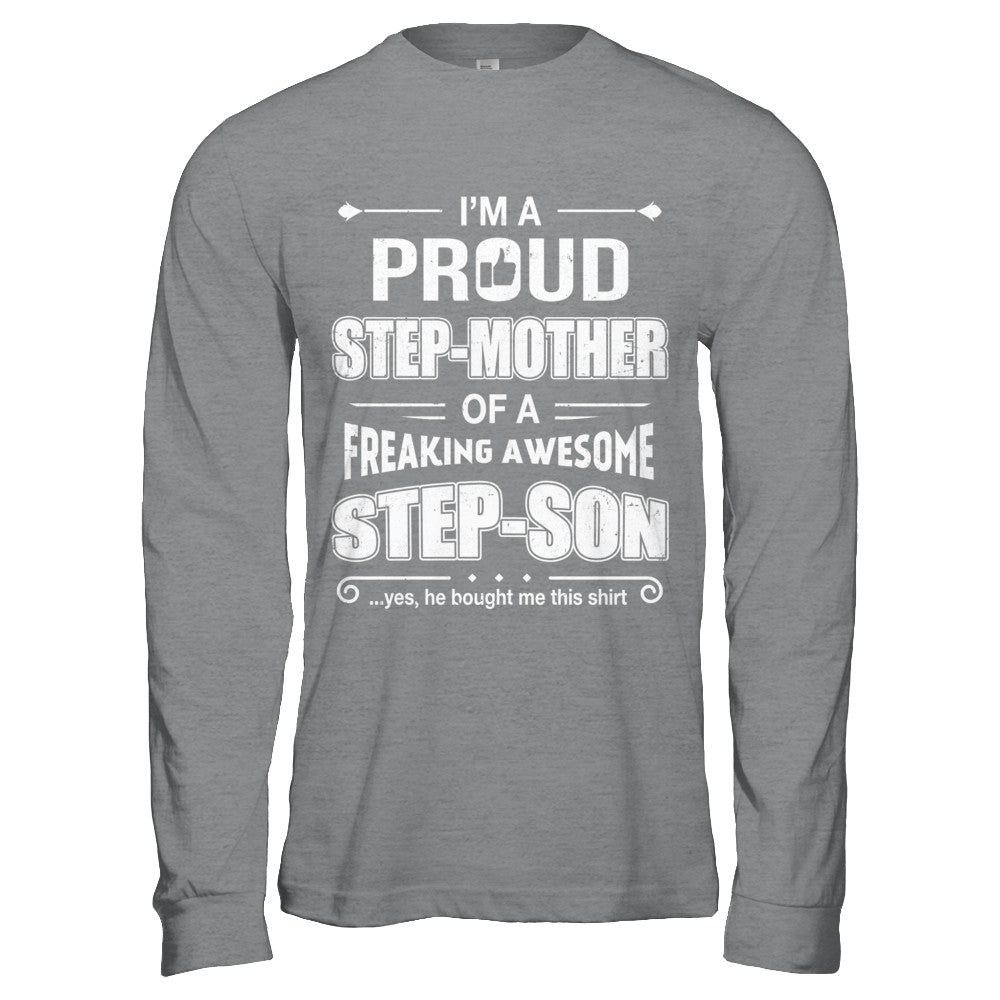 I'm A Proud Step-Mom of Awesome Step-Son Mothers Day Gift T-shirts Pullover Hoodies Black/S