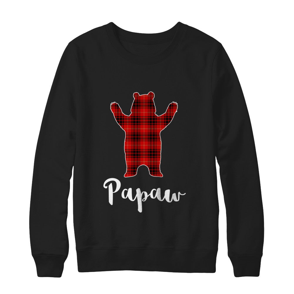Red PaPaw Bear Buffalo Plaid Family Christmas Pajamas T-Shirt & Sweatshirt | Teecentury.com