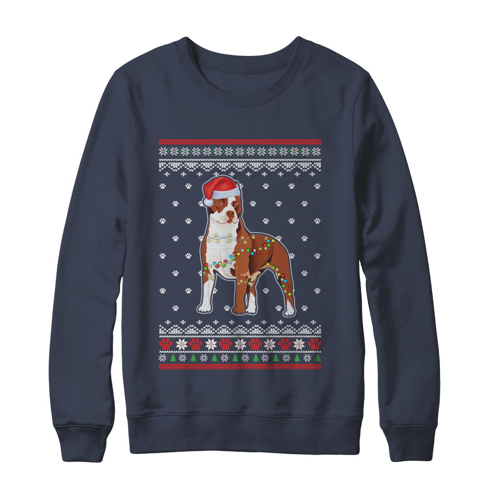 Pitbull Christmas Ugly Sweater Lights Dog Xmas Gift T-Shirt & Sweatshirt | Teecentury.com