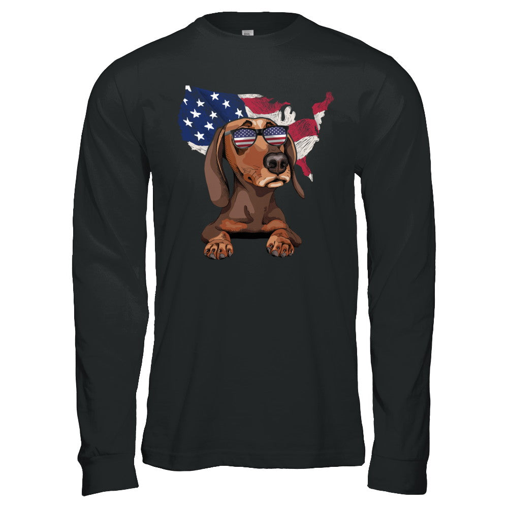 Funny Patriot Dachshund Dog 4Th Of July American Flag T-Shirt & Hoodie | Teecentury.com