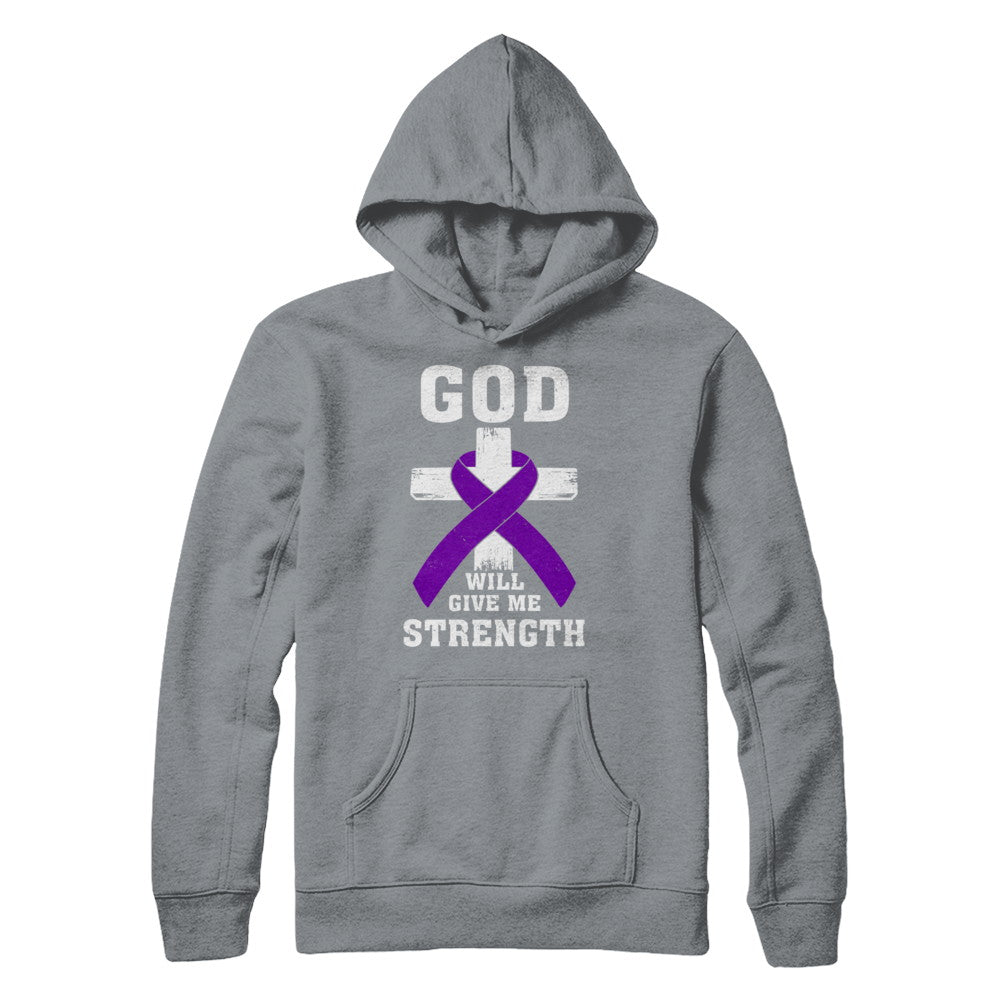 God Will Give Me Strength Purple Violet Awareness Ribbon Gift T-Shirt & Hoodie | Teecentury.com
