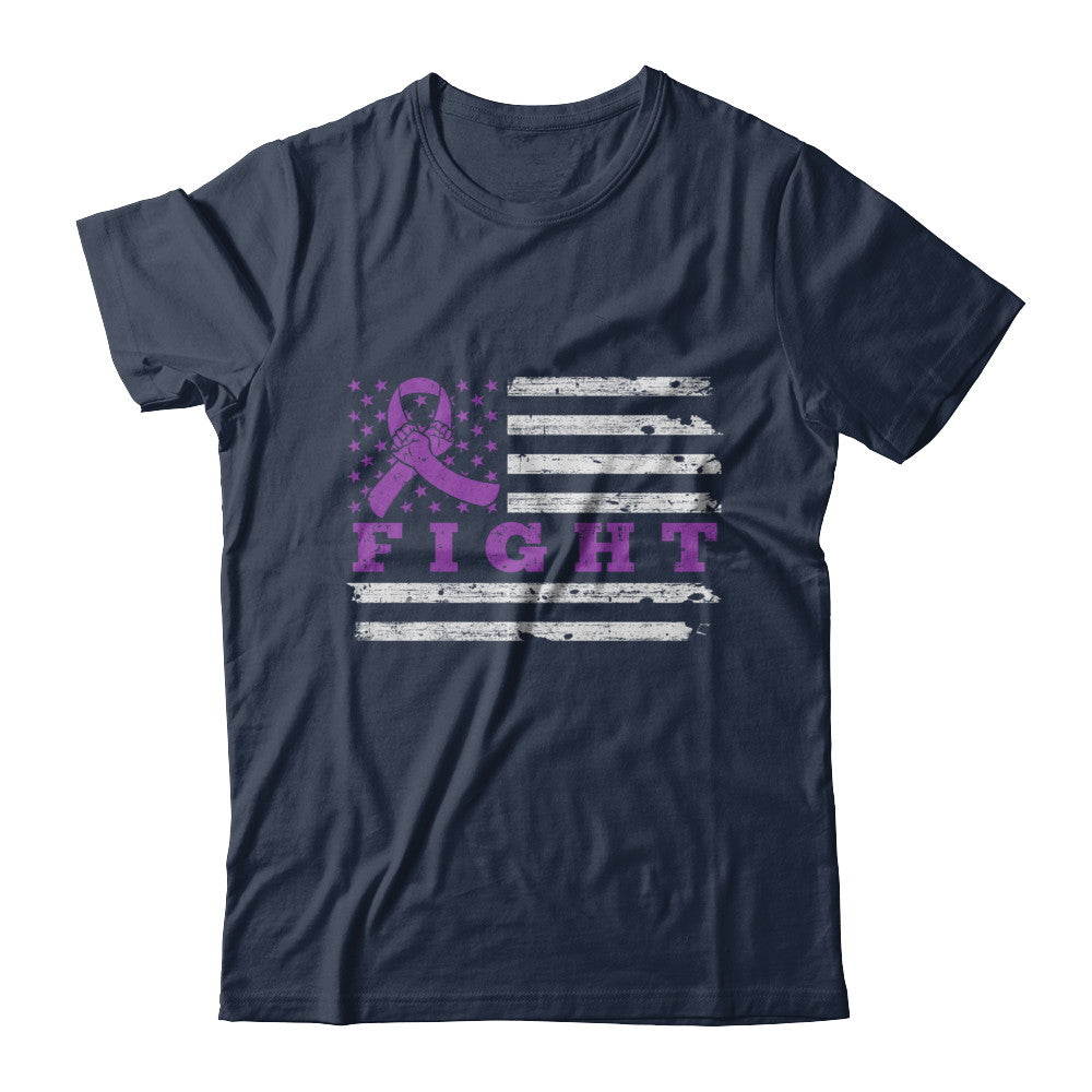Fight Purple Ribbon US Flag Alzheimer's Pancreatic Awareness T-Shirt & Hoodie | Teecentury.com