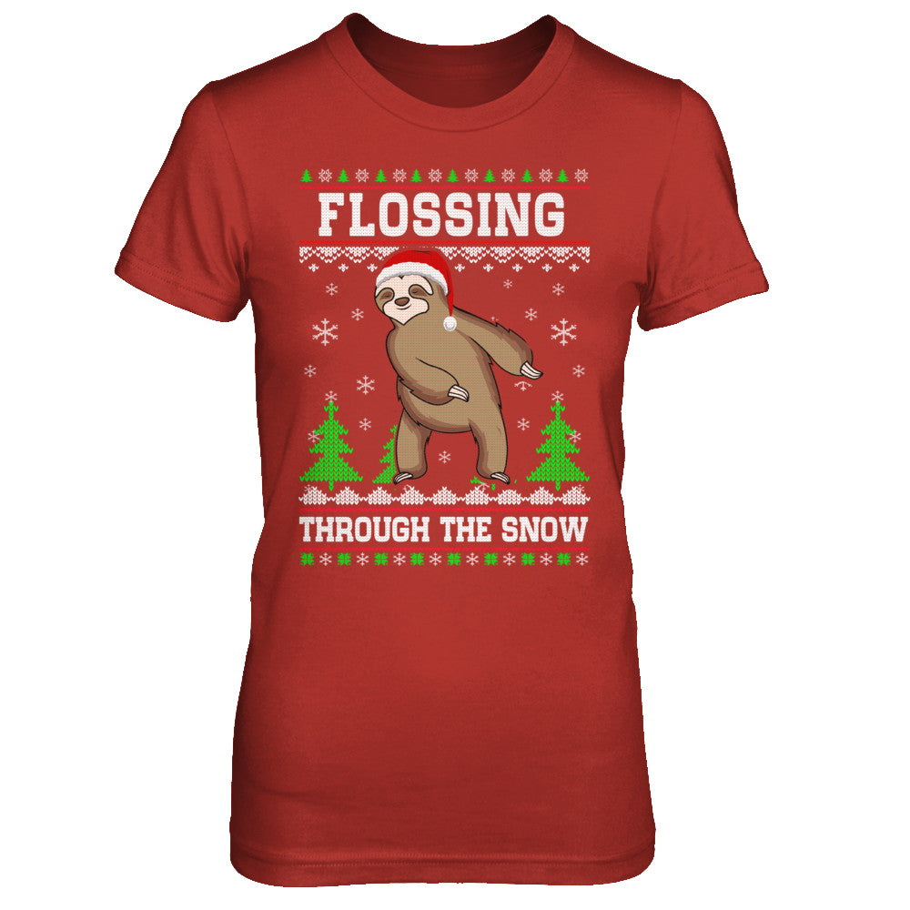 Funny Flossing Sloth Ugly Christmas Sweater Flossin' T-Shirt & Sweatshirt | Teecentury.com