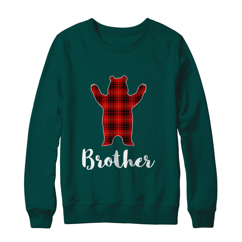 Red Brother Bear Buffalo Plaid Family Christmas Pajamas T-Shirt & Sweatshirt | Teecentury.com