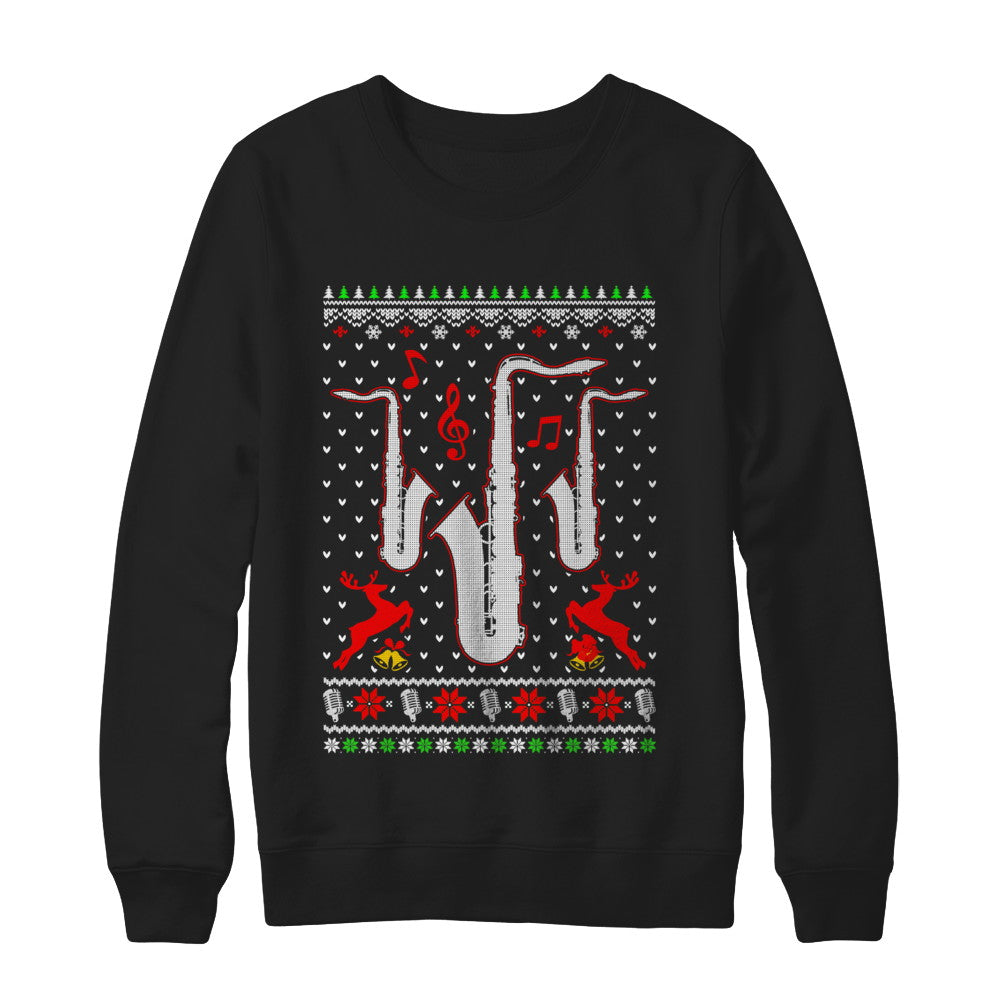 Santa Saxophone Ugly Christmas Sweater Gifts T-Shirt & Sweatshirt | Teecentury.com