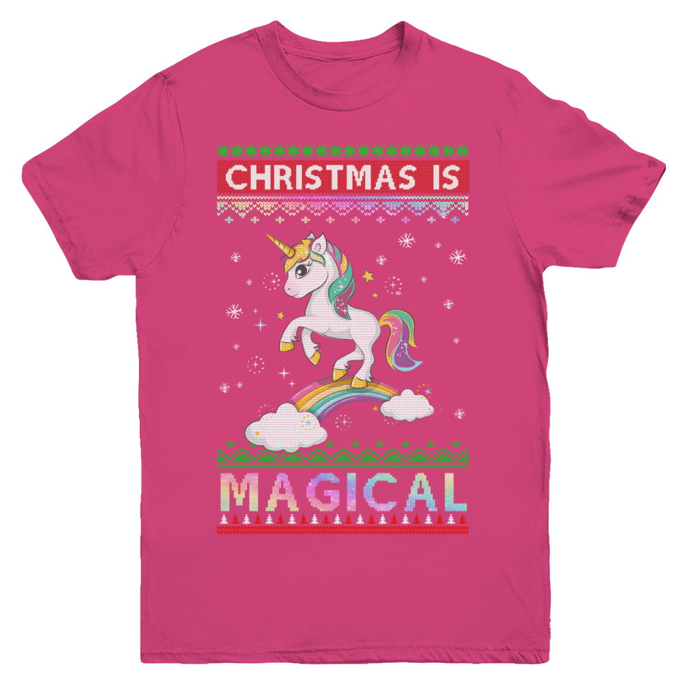 Christmas Is Magical Unicorn Ugly Christmas Sweater Youth Youth Shirt | Teecentury.com