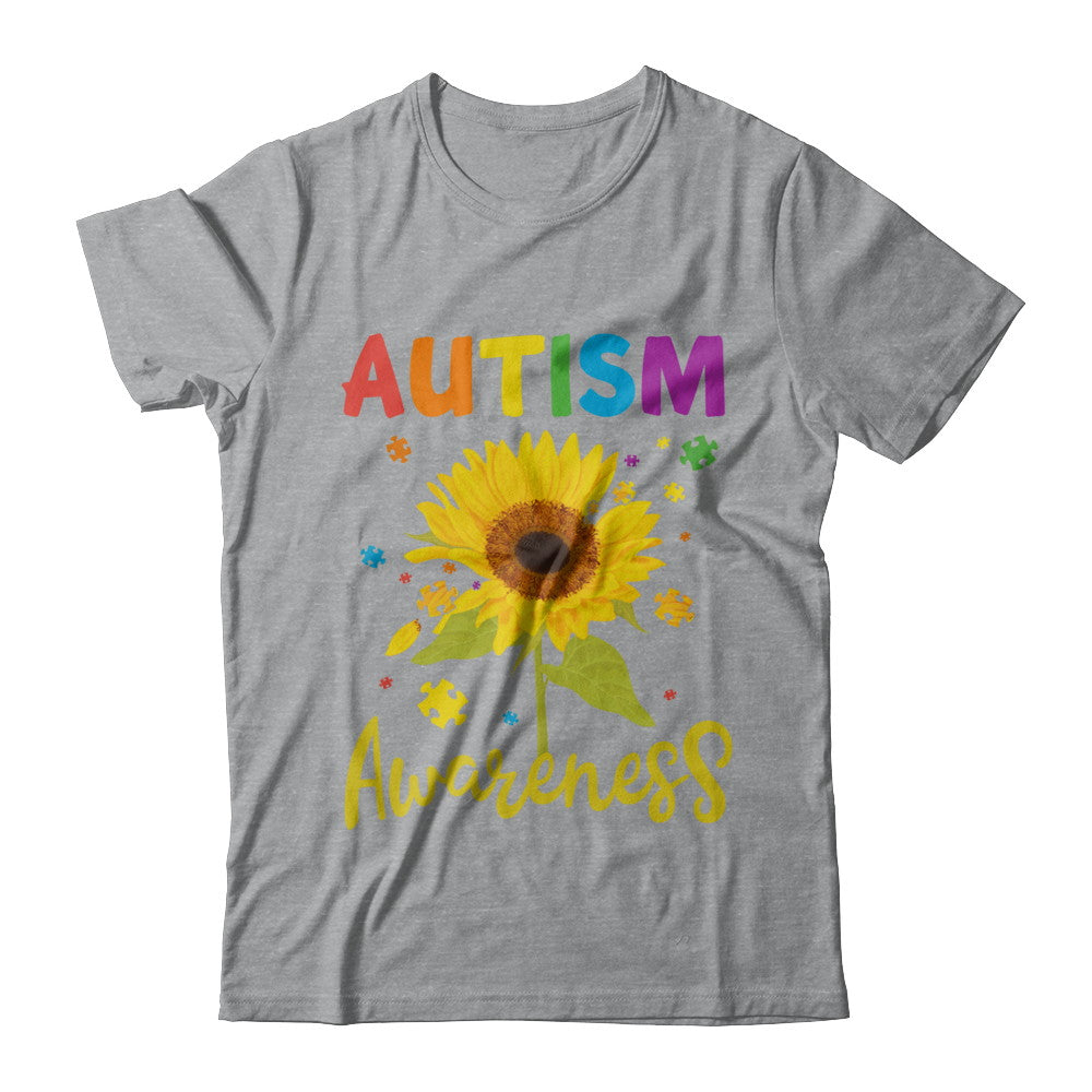 Autism Awareness Puzzle Sunflower T-Shirt & Hoodie | Teecentury.com
