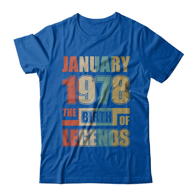 Vintage Retro January 1978 Birth Of Legends 44th Birthday T-Shirt & Hoodie | Teecentury.com