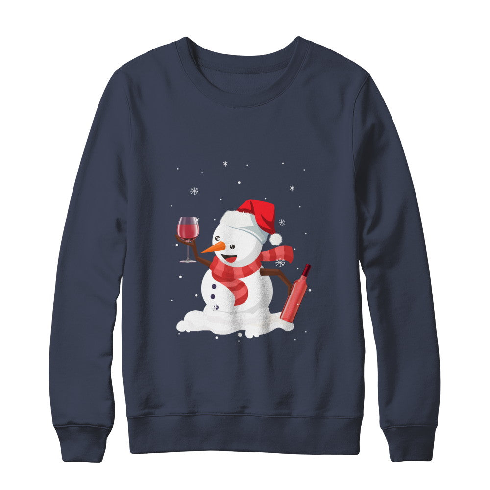 Snowman Wine Drinking Wine Lovers Christmas Gift T-Shirt & Sweatshirt | Teecentury.com