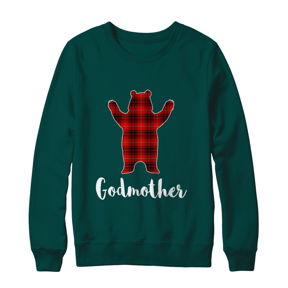 Red Godmother Bear Buffalo Plaid Family Christmas Pajamas T-Shirt & Sweatshirt | Teecentury.com