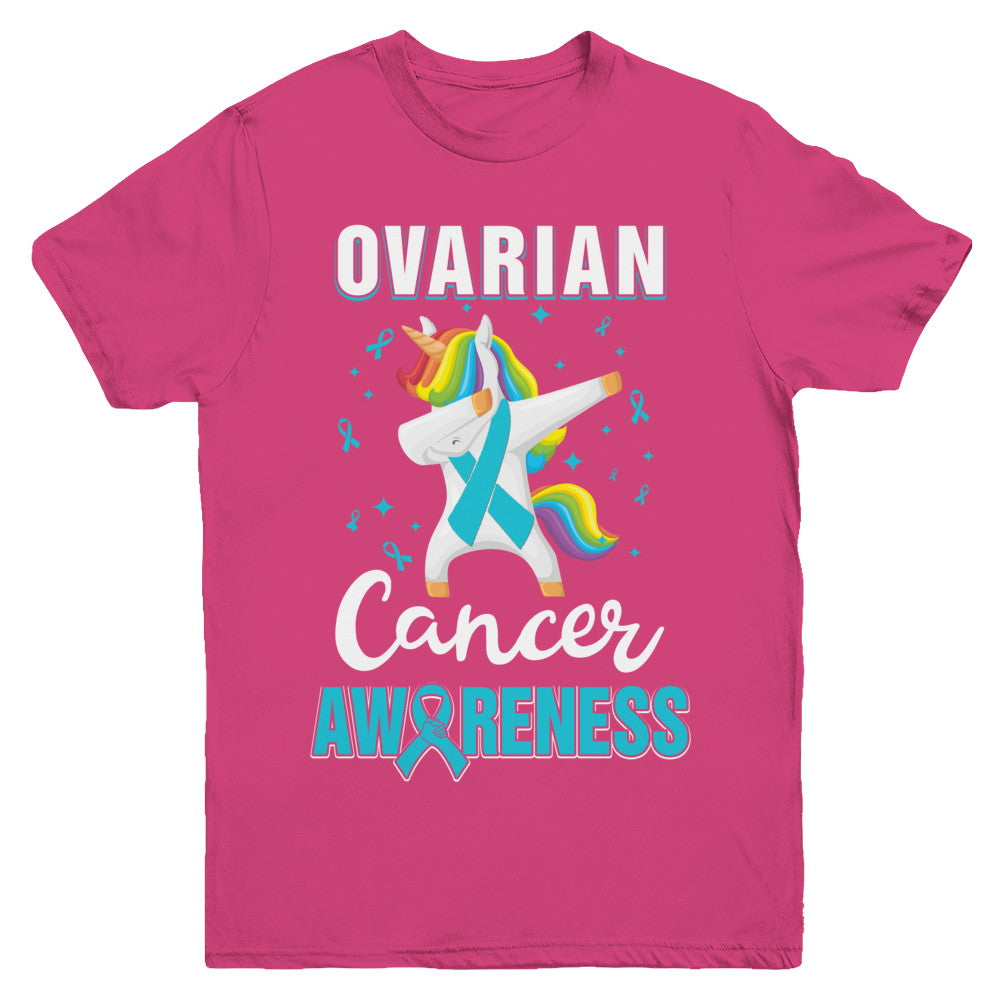 Inspirational Ovarian Cancer Awareness Unicorn Support Youth Youth Shirt | Teecentury.com