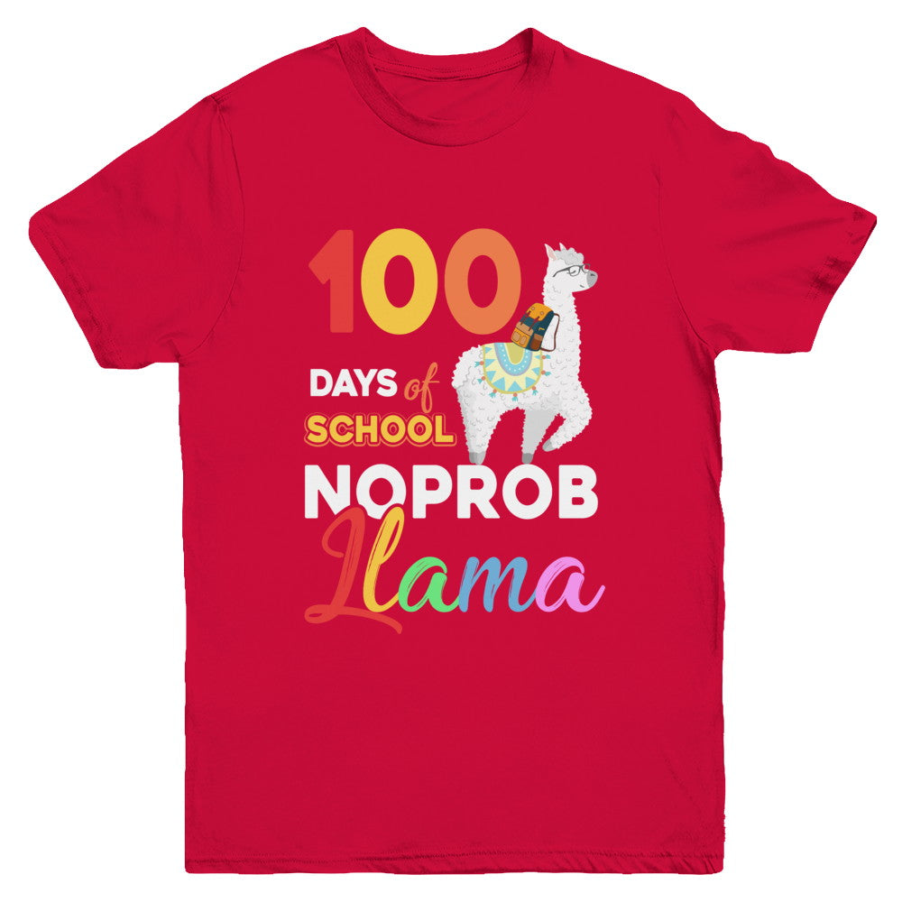 100 Days Of School Shirt Cute No Probllama Llama Youth Youth Shirt | Teecentury.com