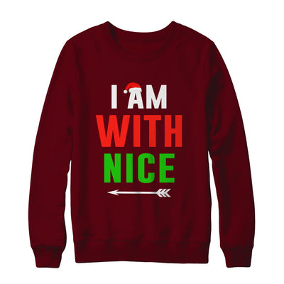 I'm With Nice Matching Christmas Couple Pajamas T-Shirt & Sweatshirt | Teecentury.com