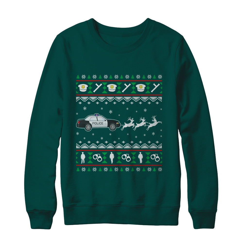 Merry Christmas Police Officer Ugly Sweater Gift T-Shirt & Sweatshirt | Teecentury.com