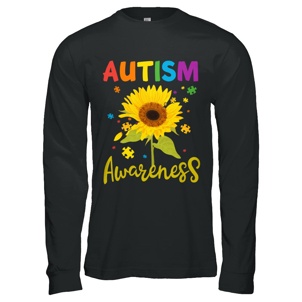 Autism Awareness Puzzle Sunflower T-Shirt & Hoodie | Teecentury.com