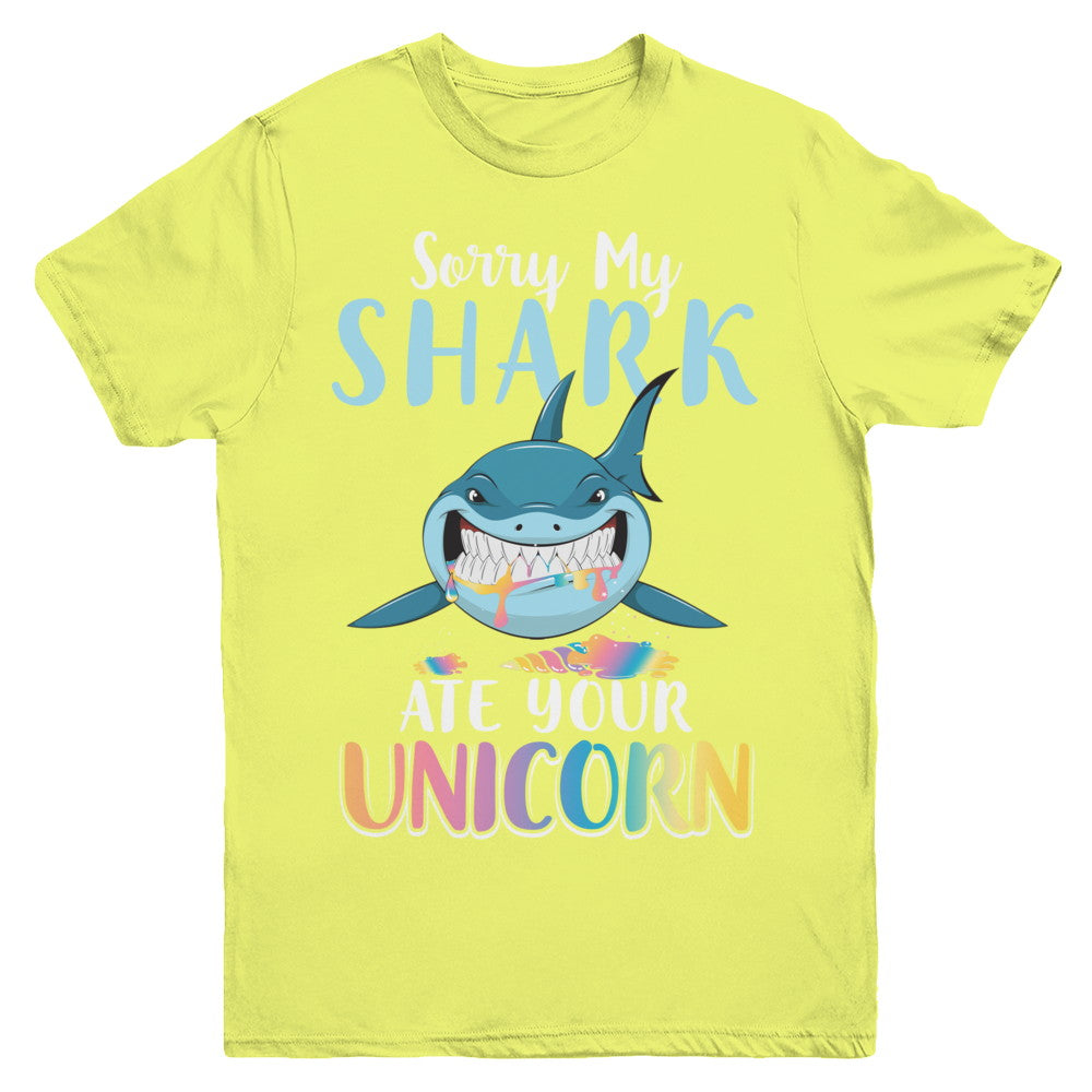 Sorry My Shark Ate Your Unicorn Funny Shark Youth Youth Shirt | Teecentury.com