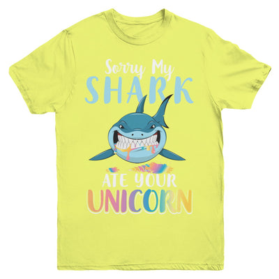 Sorry My Shark Ate Your Unicorn Funny Shark Youth Youth Shirt | Teecentury.com