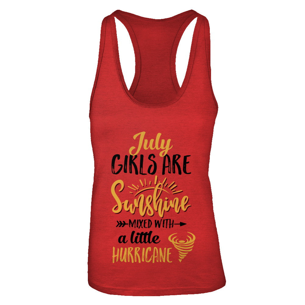 July Girls Sunshine Mixed With A Little Hurricane Birthday T-Shirt & Tank Top | Teecentury.com