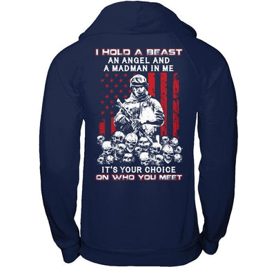 Veteran I Hold A Beast An Angel And A Madman In Me T-Shirt & Hoodie | Teecentury.com