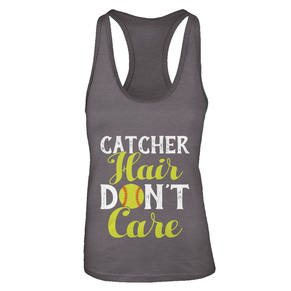 Catcher Hair Don't Care Softball T-Shirt & Tank Top | Teecentury.com