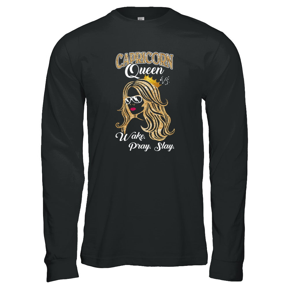 Capricorn Queen Wake Pray Slay December January Girl Birthday Gift T-Shirt & Tank Top | Teecentury.com